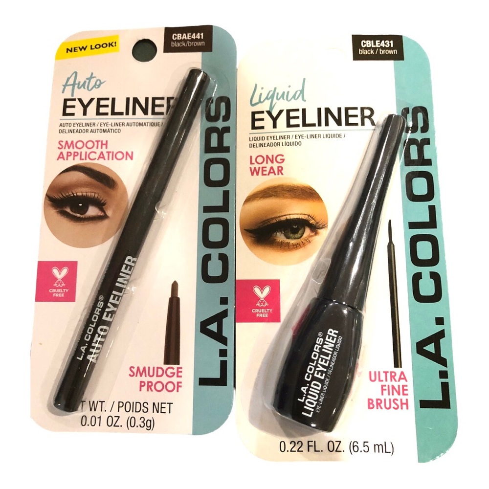 2pk Black/Brown auto‎ eyeliner and liquid eyeliner set new FREE